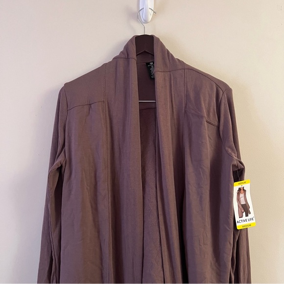 Active Life Mineral Brown Open Front Cardigan Long Length NEW Size Medium - Picture 2 of 10